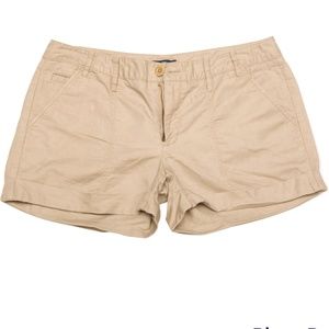 Gap Womens Khaki Shorts Beige Cuffed Mid Rise Cotton Linen Size 8 31" Waist